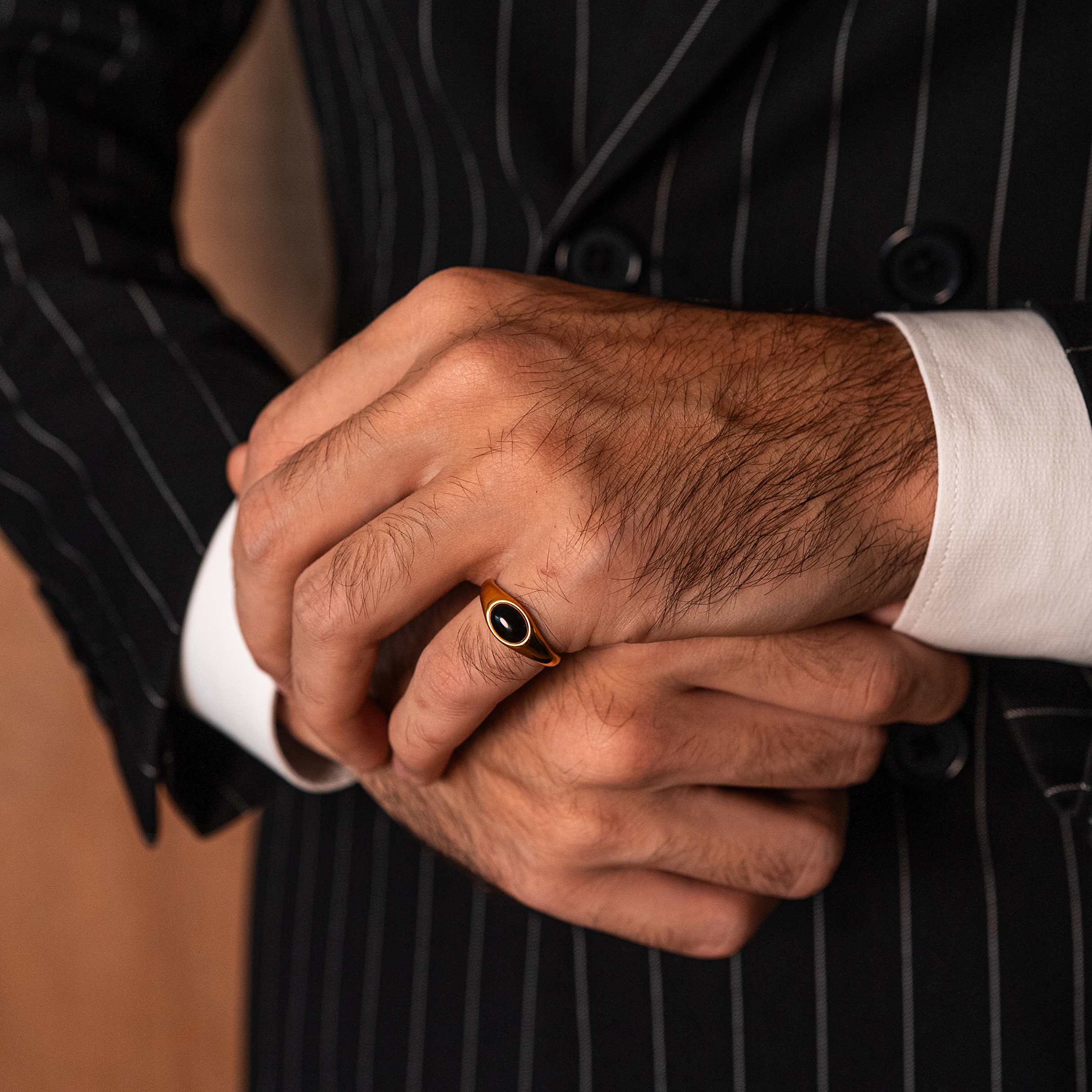 Oval Onyx Pinky Ring