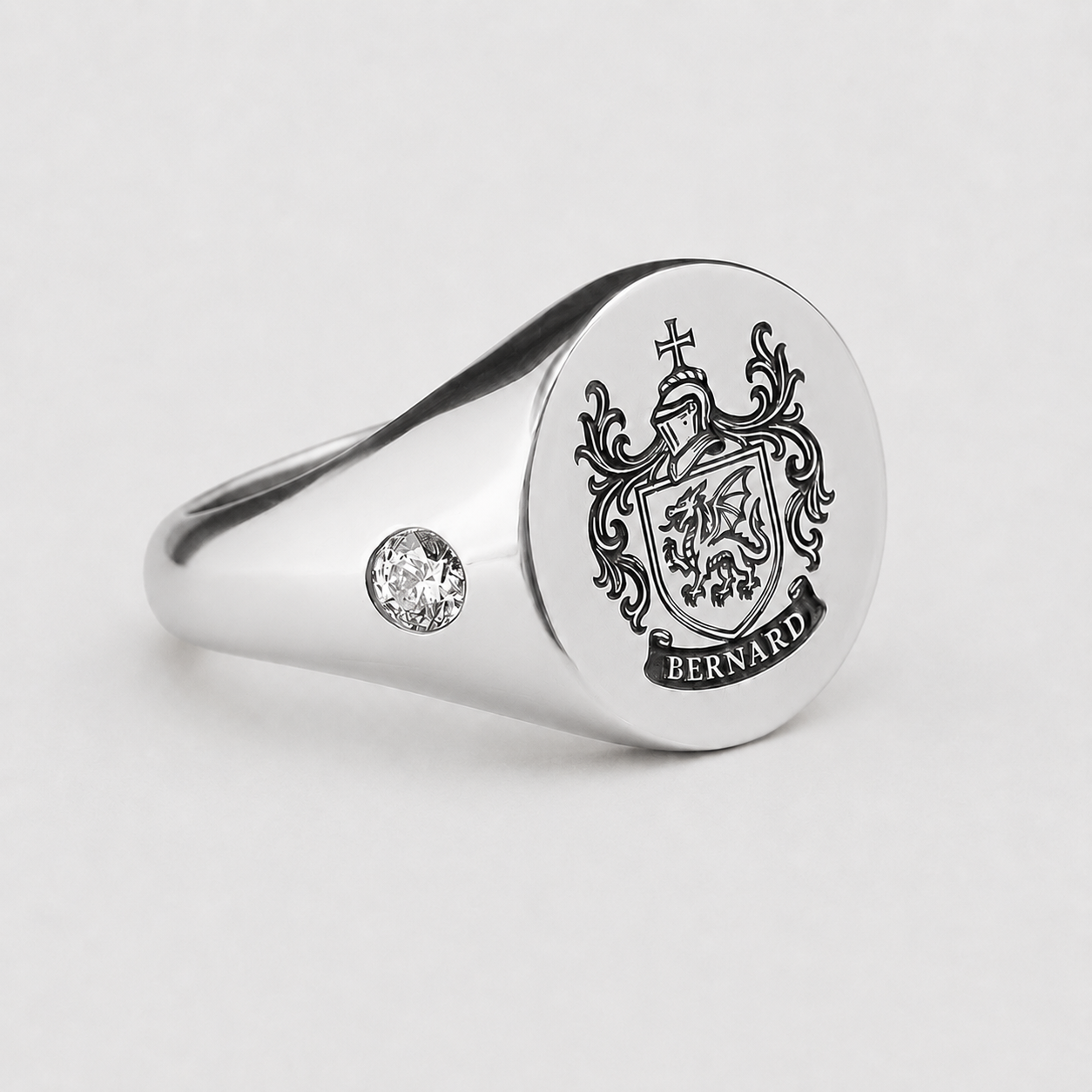 Personalized White Gold Plated Signet Ring