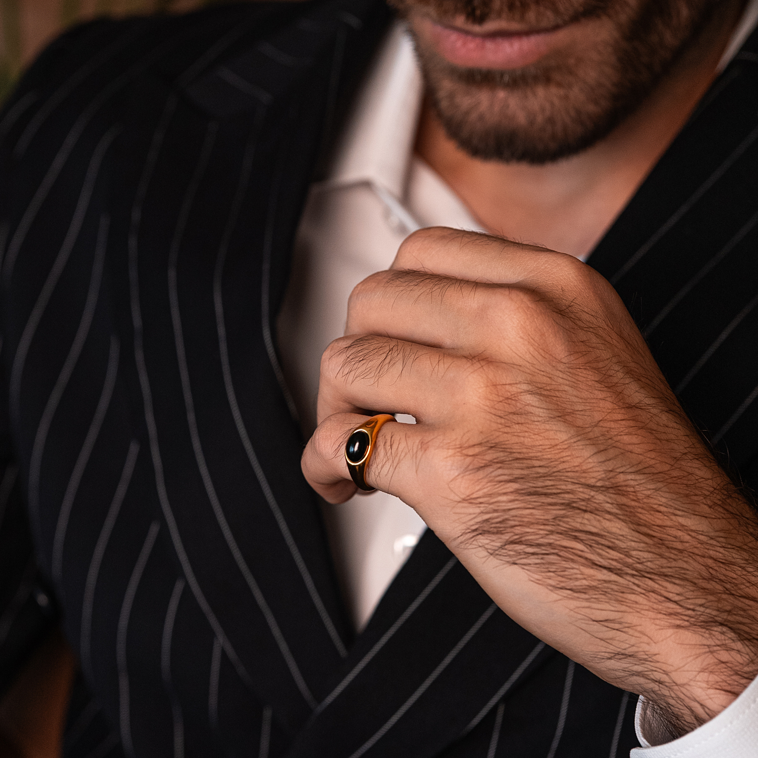 Oval Onyx Pinky Ring