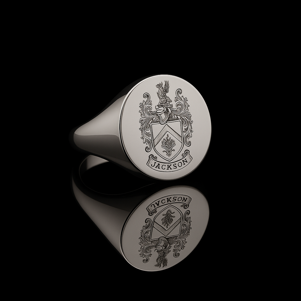 Personalized Engraved Coat of Arms Ring for Her