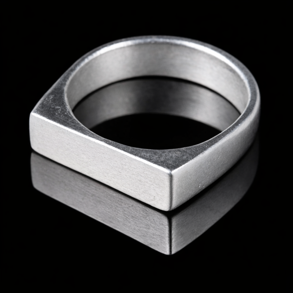 Anillo de Sello Cuadrado con Piedra Negra