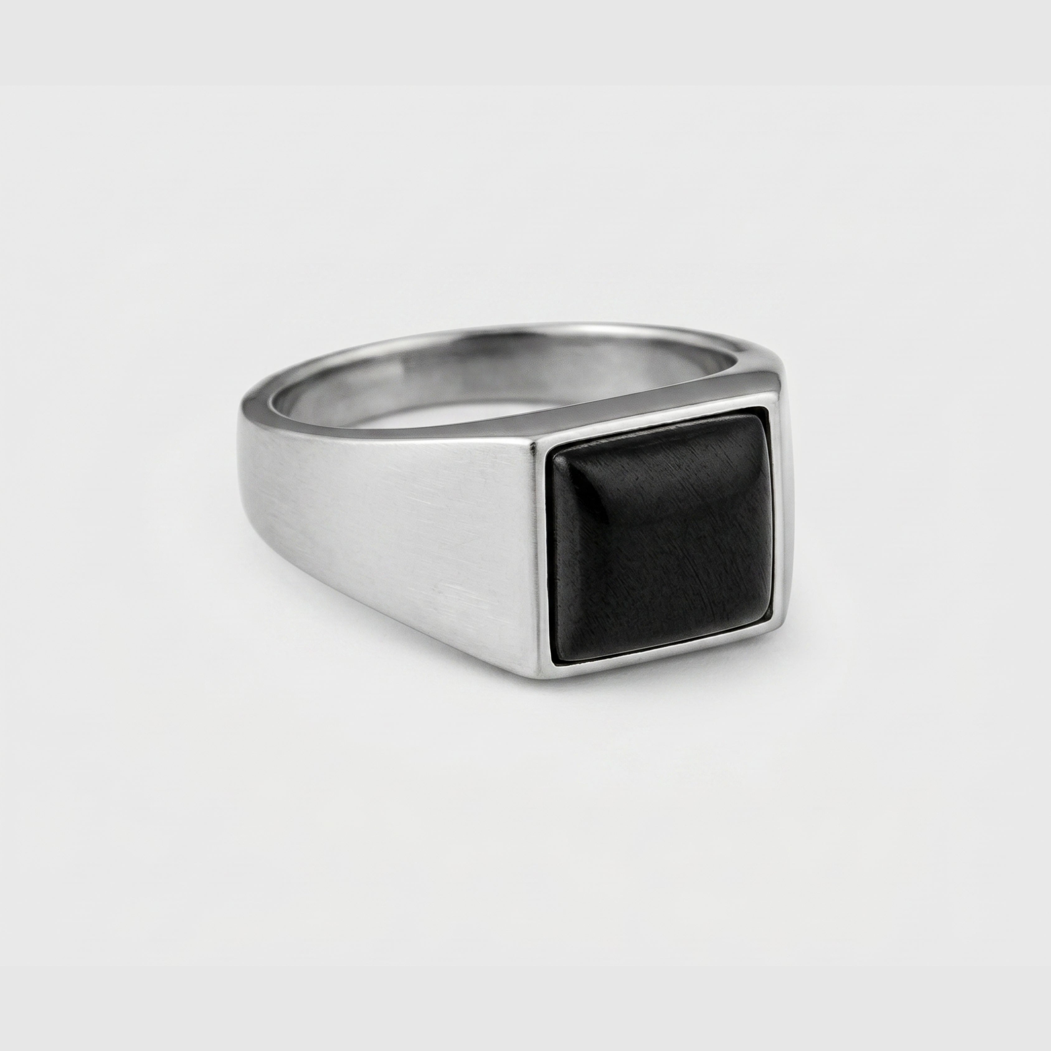 Black Stone Square Signet Ring