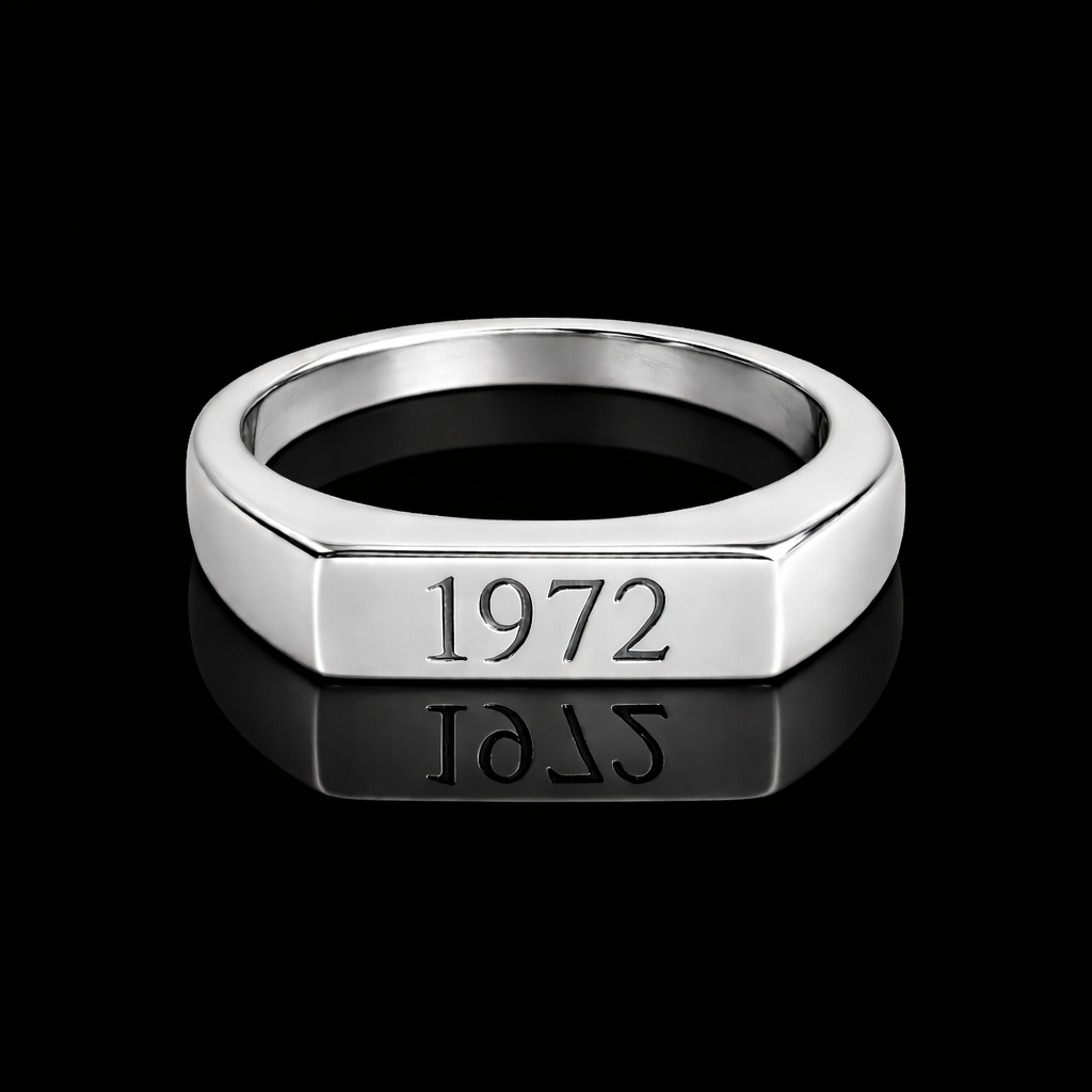 Anillo sello de plata de ley personalizado con iniciales grabadas