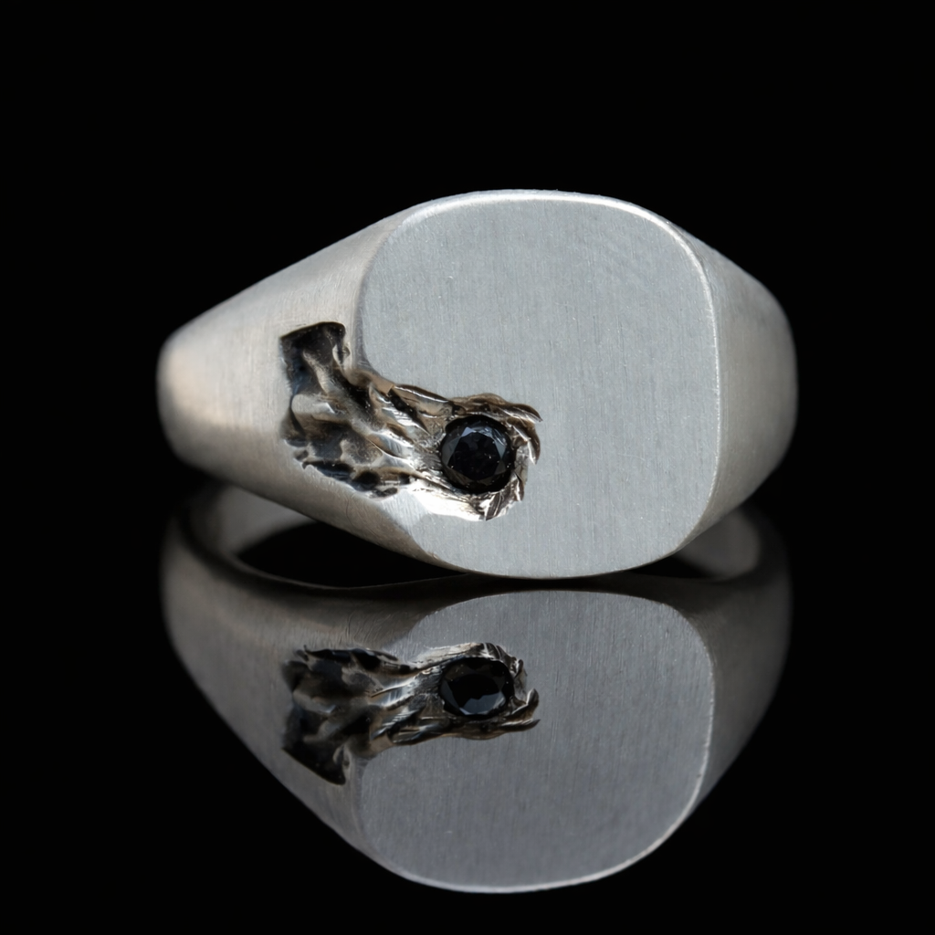 Raw Halo Signet Ring