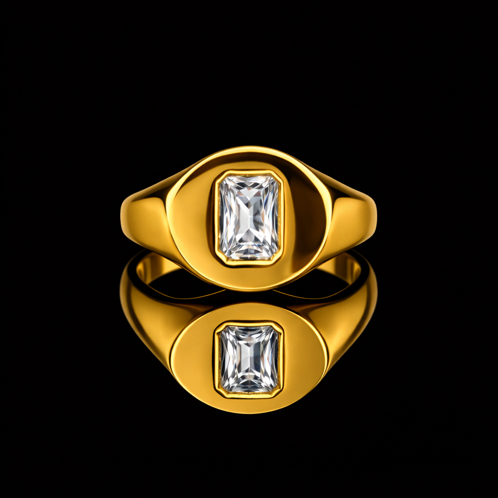 White Sapphire Signet Ring