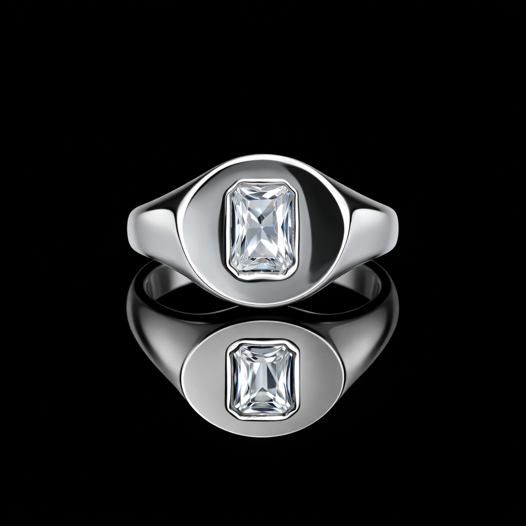 White Sapphire Signet Ring