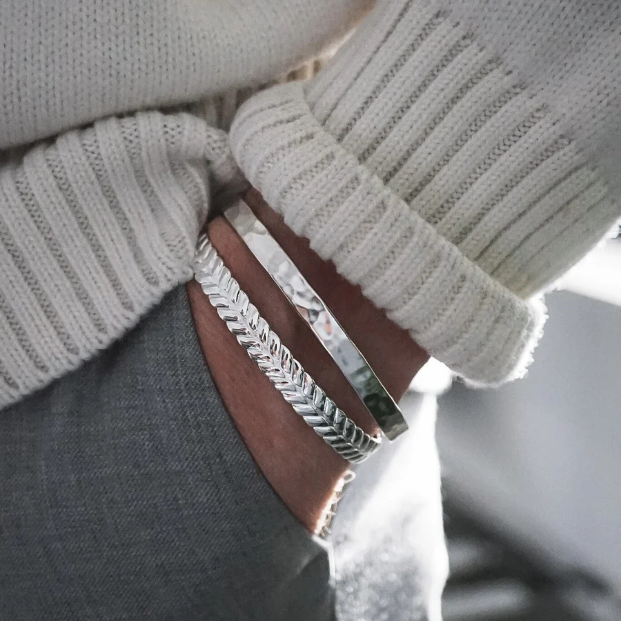 Hammered Silver Cuff Bracelet