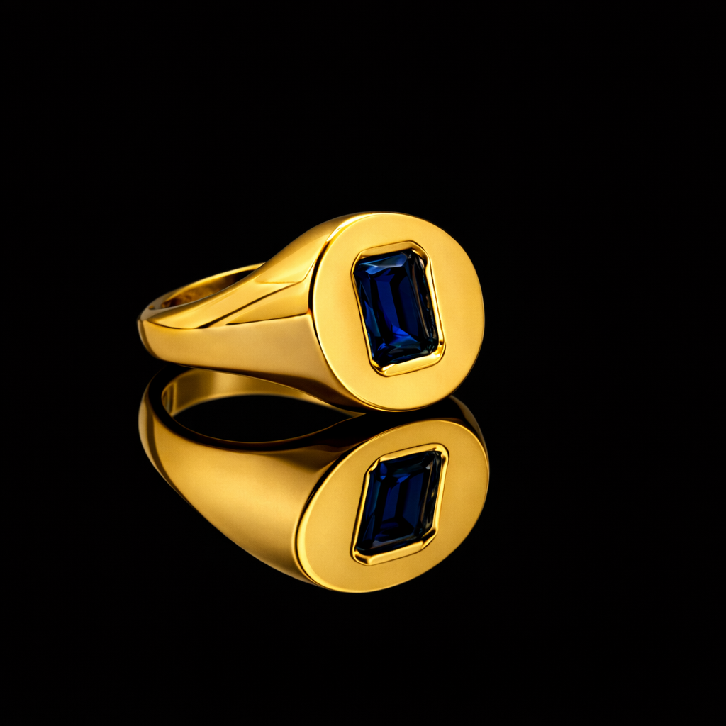 Blue Sapphire Signet Ring
