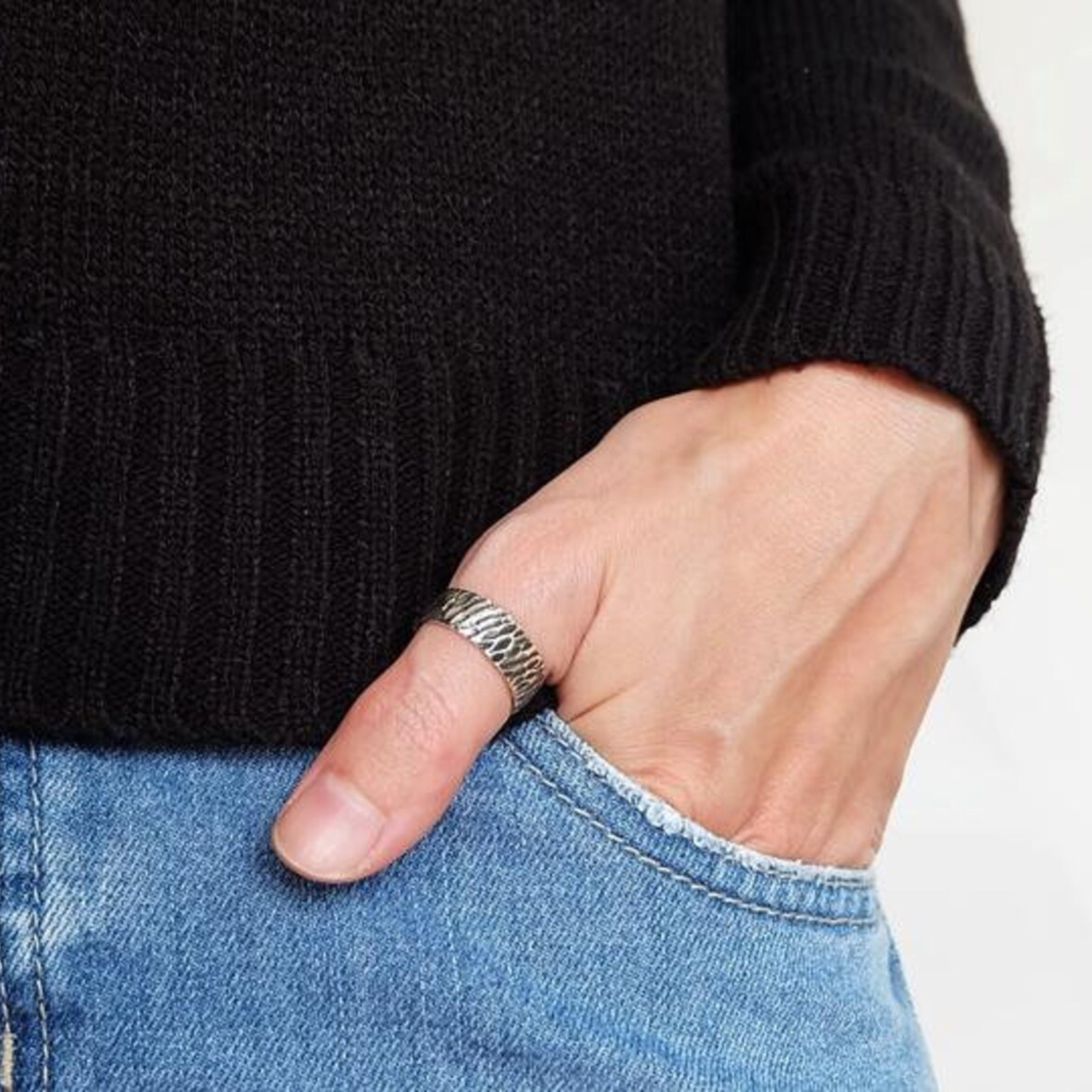 Obsidian Texture Ring