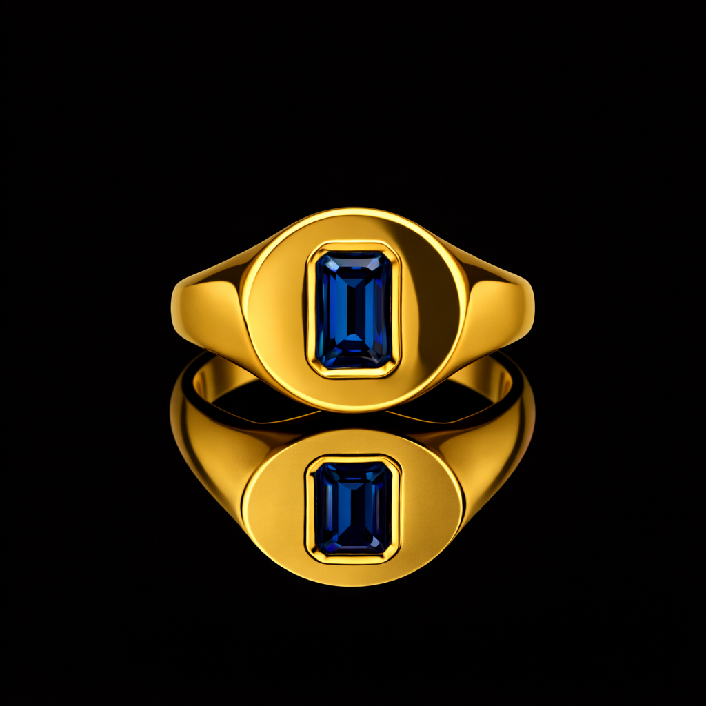 Blue Sapphire Signet Ring