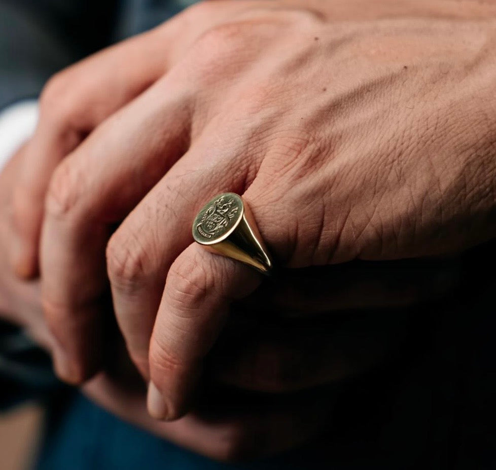 Personalized Engraved Coat of Arms Signet Ring