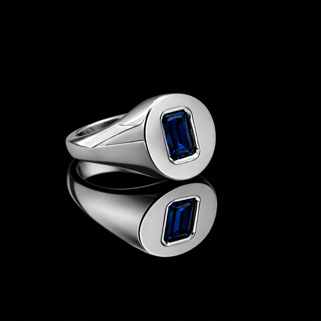 Blue Sapphire Signet Ring