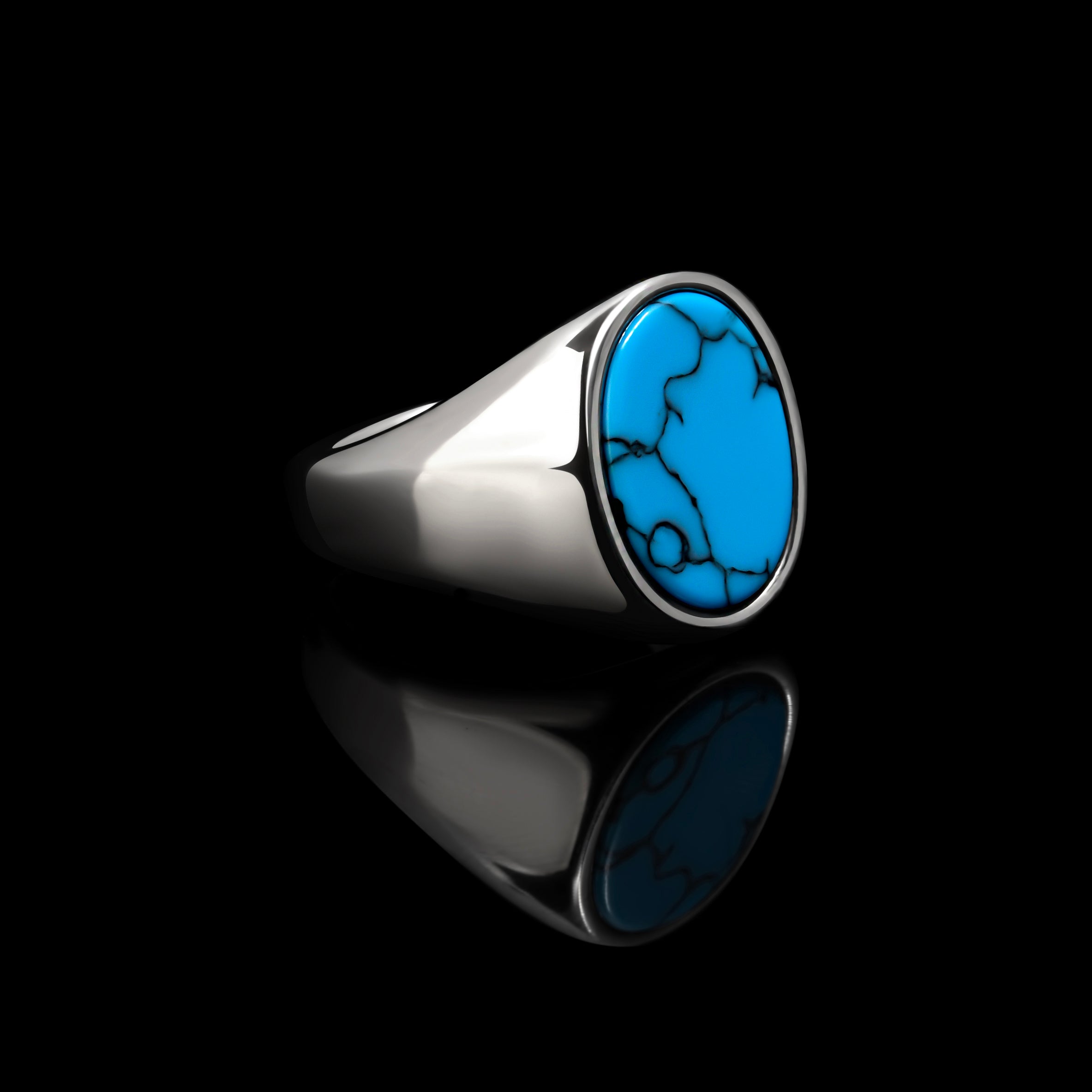 Turquoise Blue Signet Ring