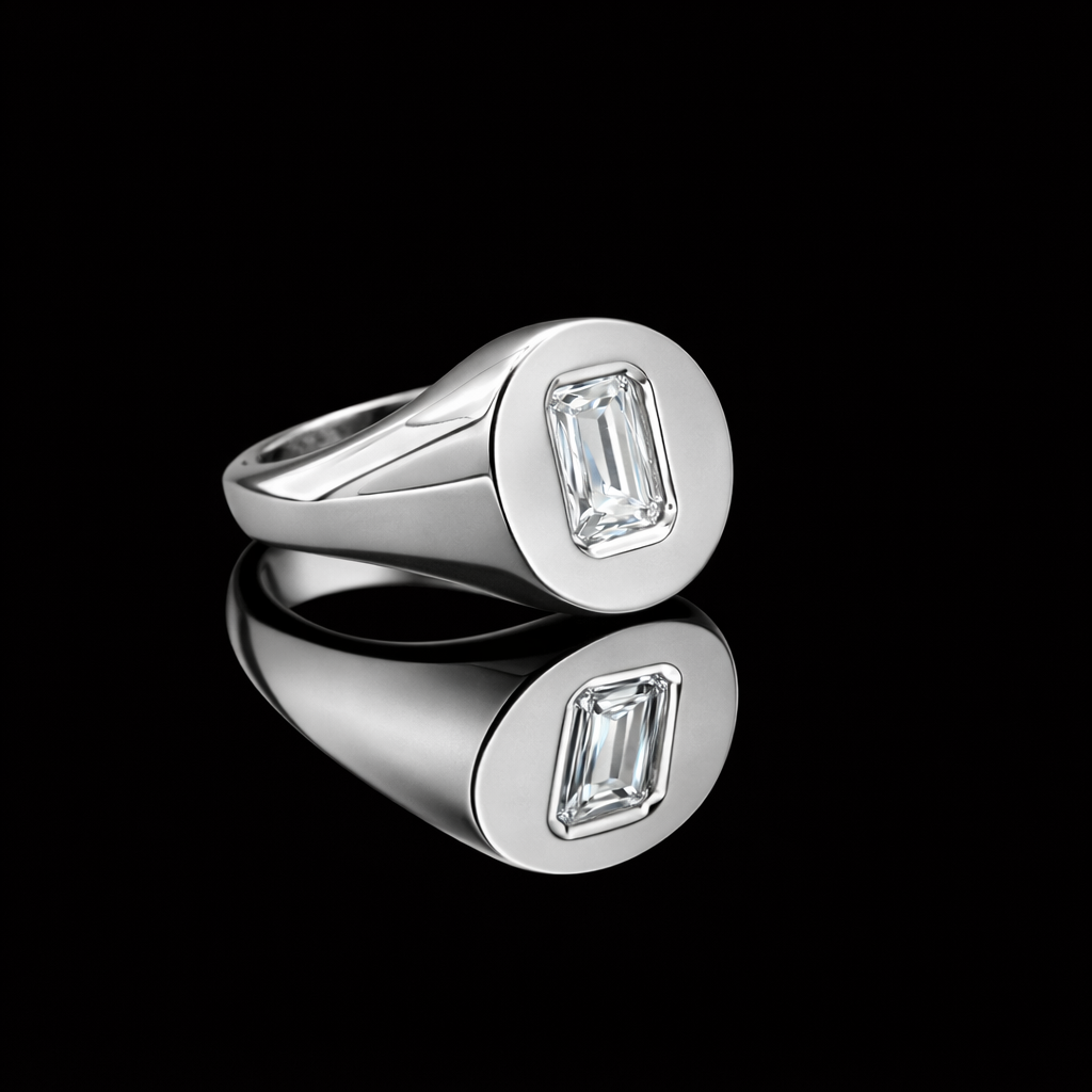 White Sapphire Signet Ring