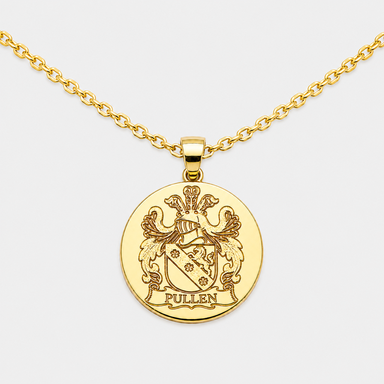 Custom Coat of Arms Necklace | 18k Gold & White Gold Plated