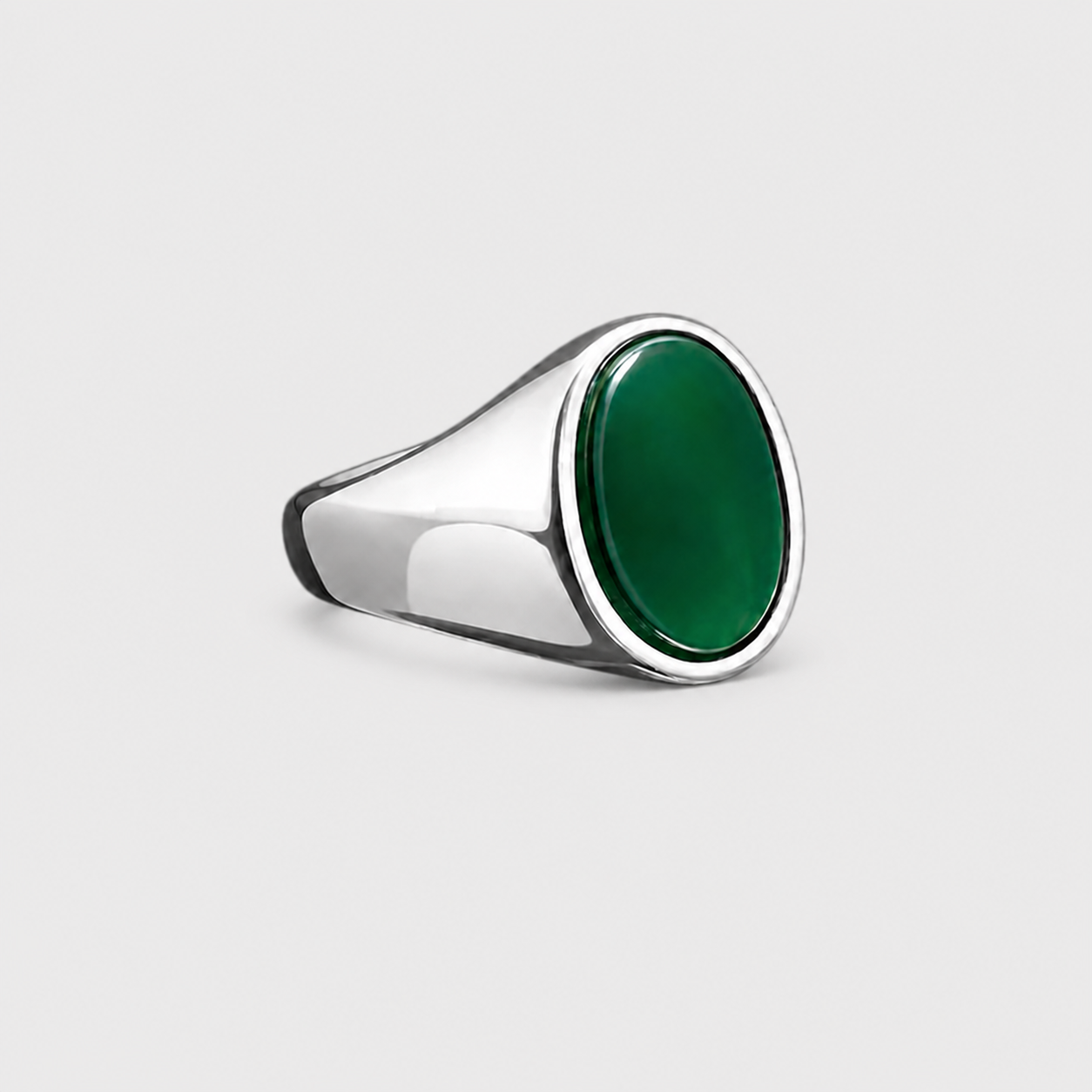 Anillo Sello con Piedra Verde
