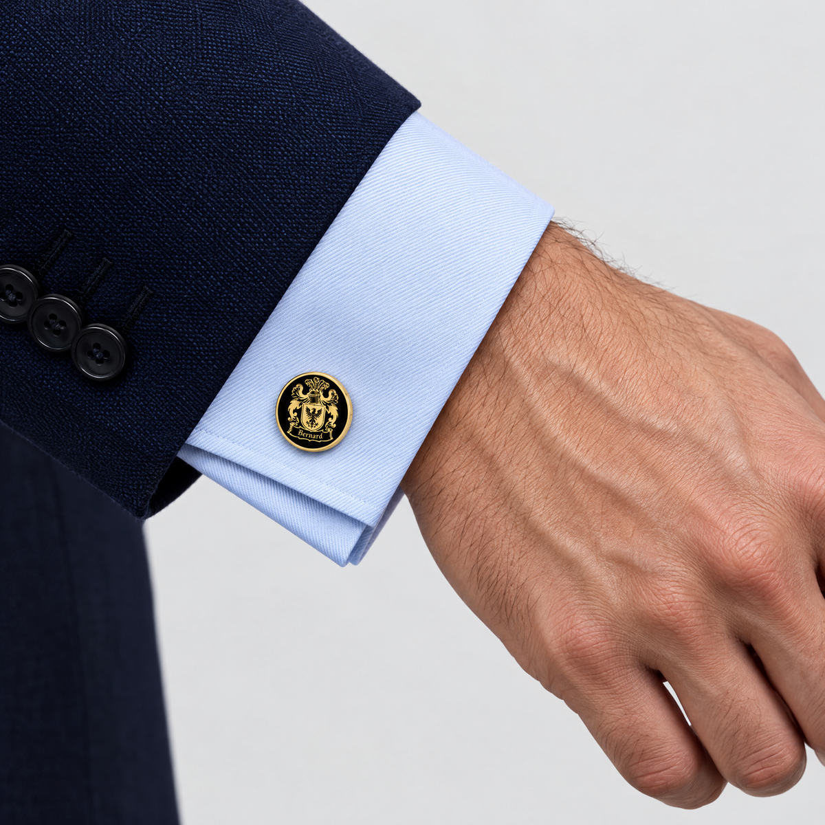 Chevalière personnalisée en argent massif avec blason
