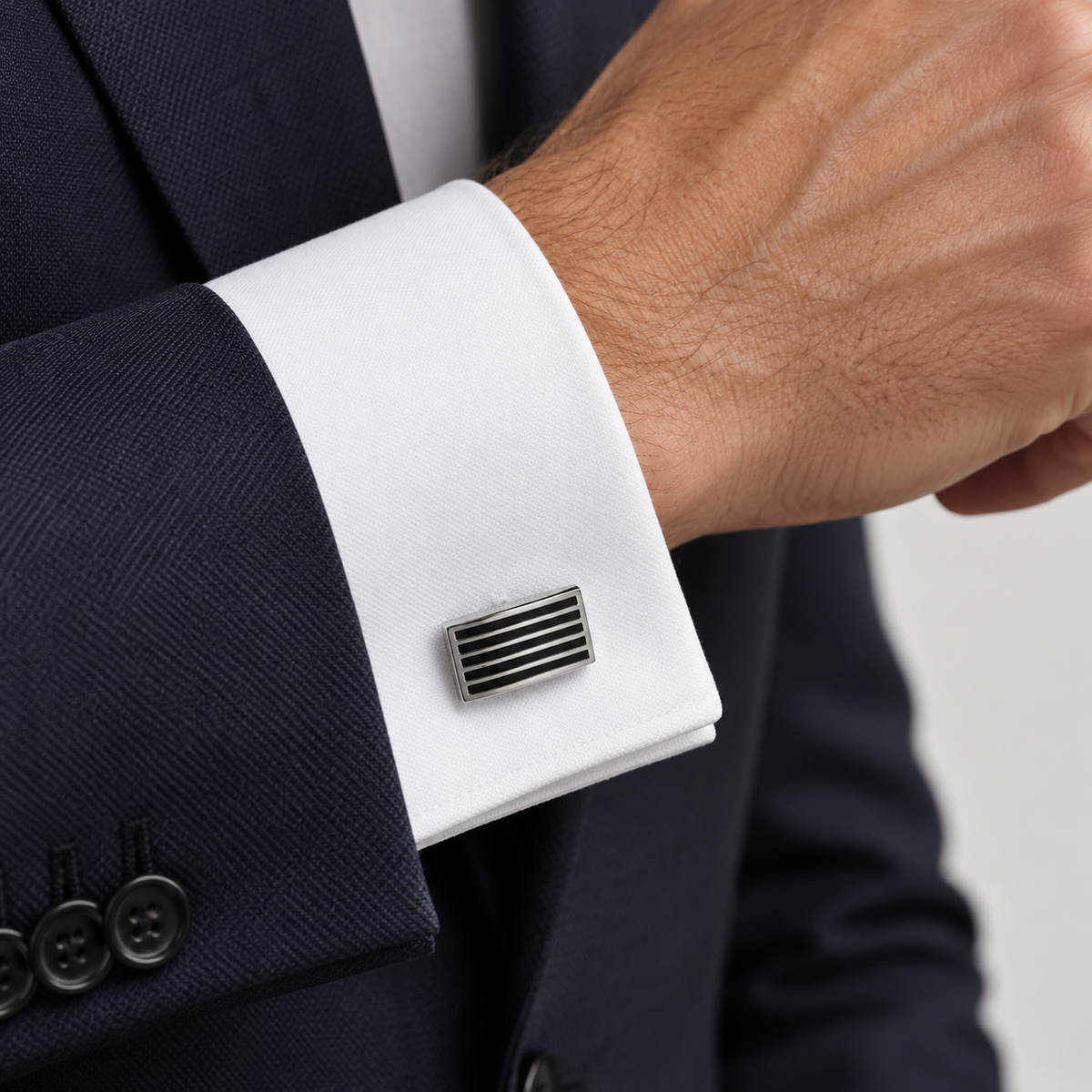 Black Striped Cufflinks