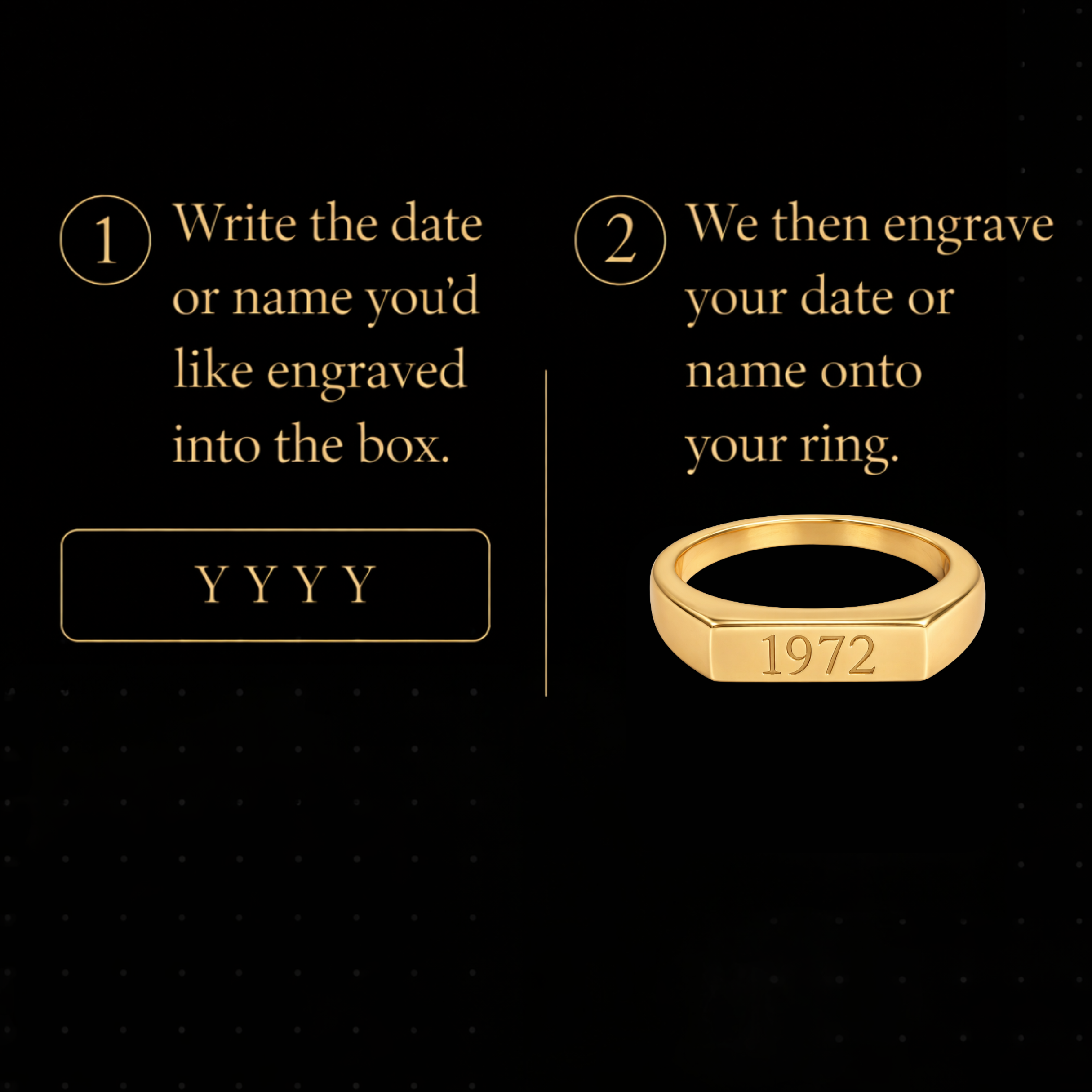 Anillo sello de plata de ley personalizado con iniciales grabadas