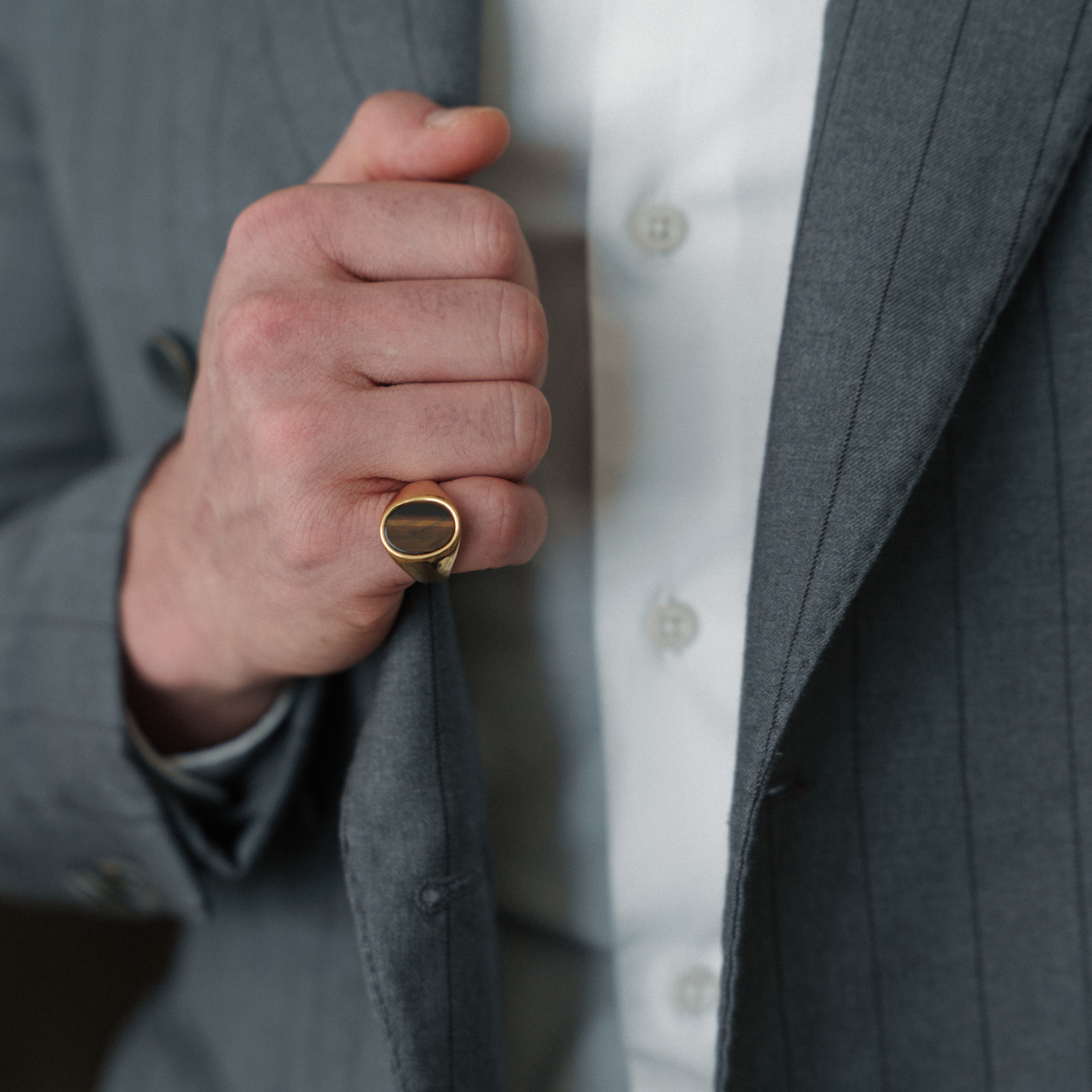 Anillo de sello con ojo de tigre