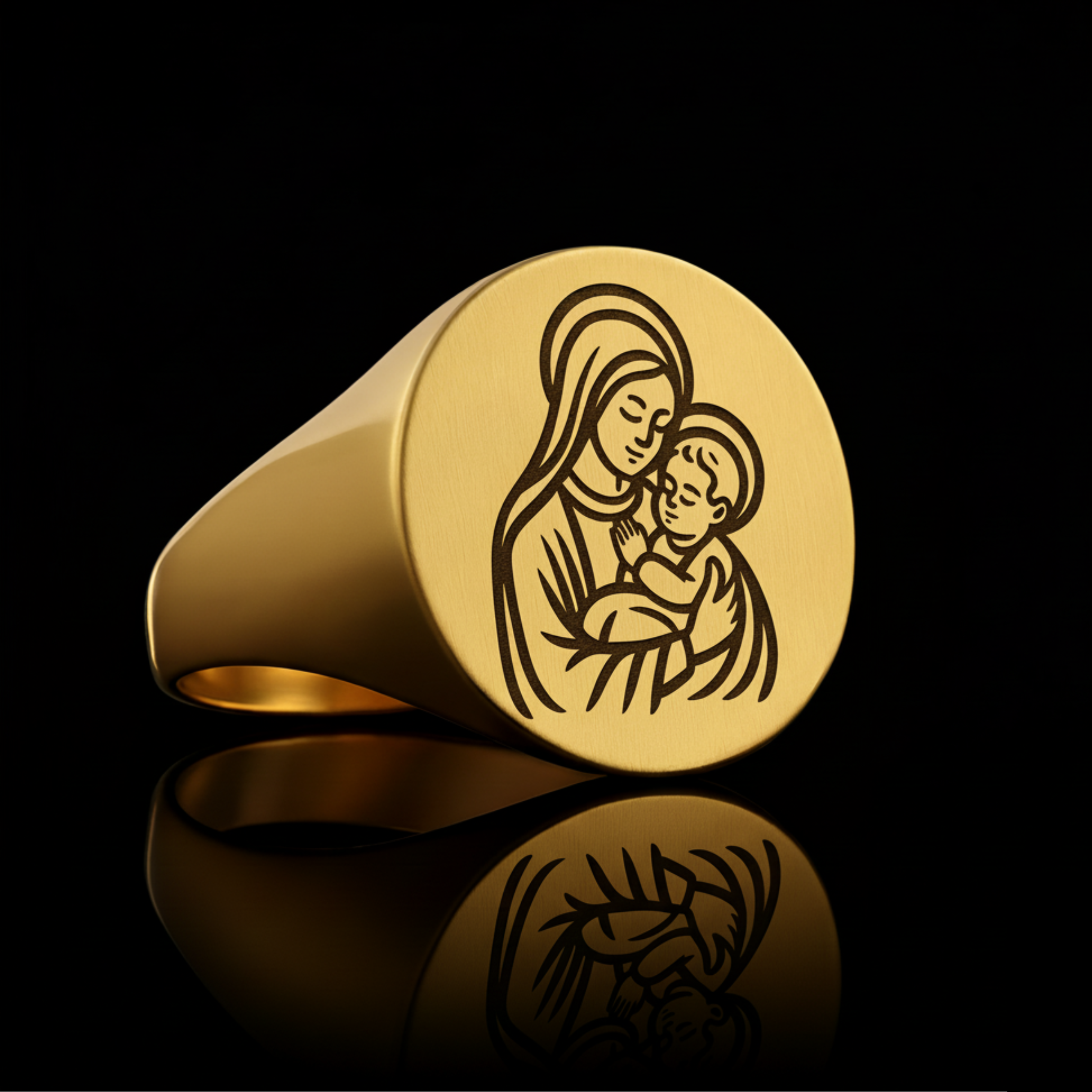 Mary and Jesus Signet Ring