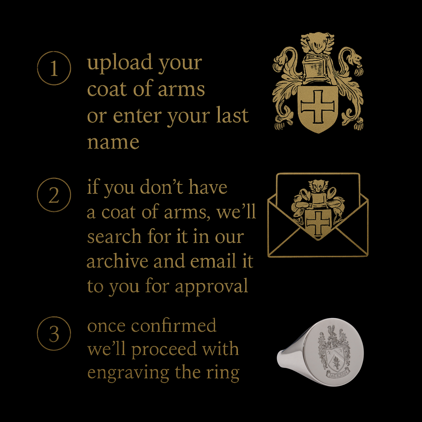 Personalized Engraved Coat of Arms Ring for Her