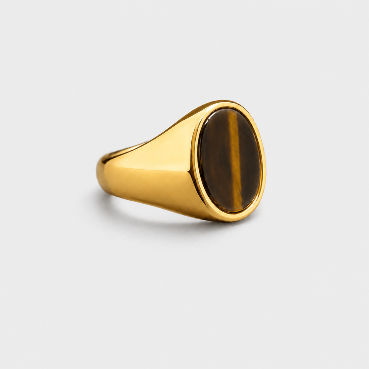 Anillo de sello con ojo de tigre