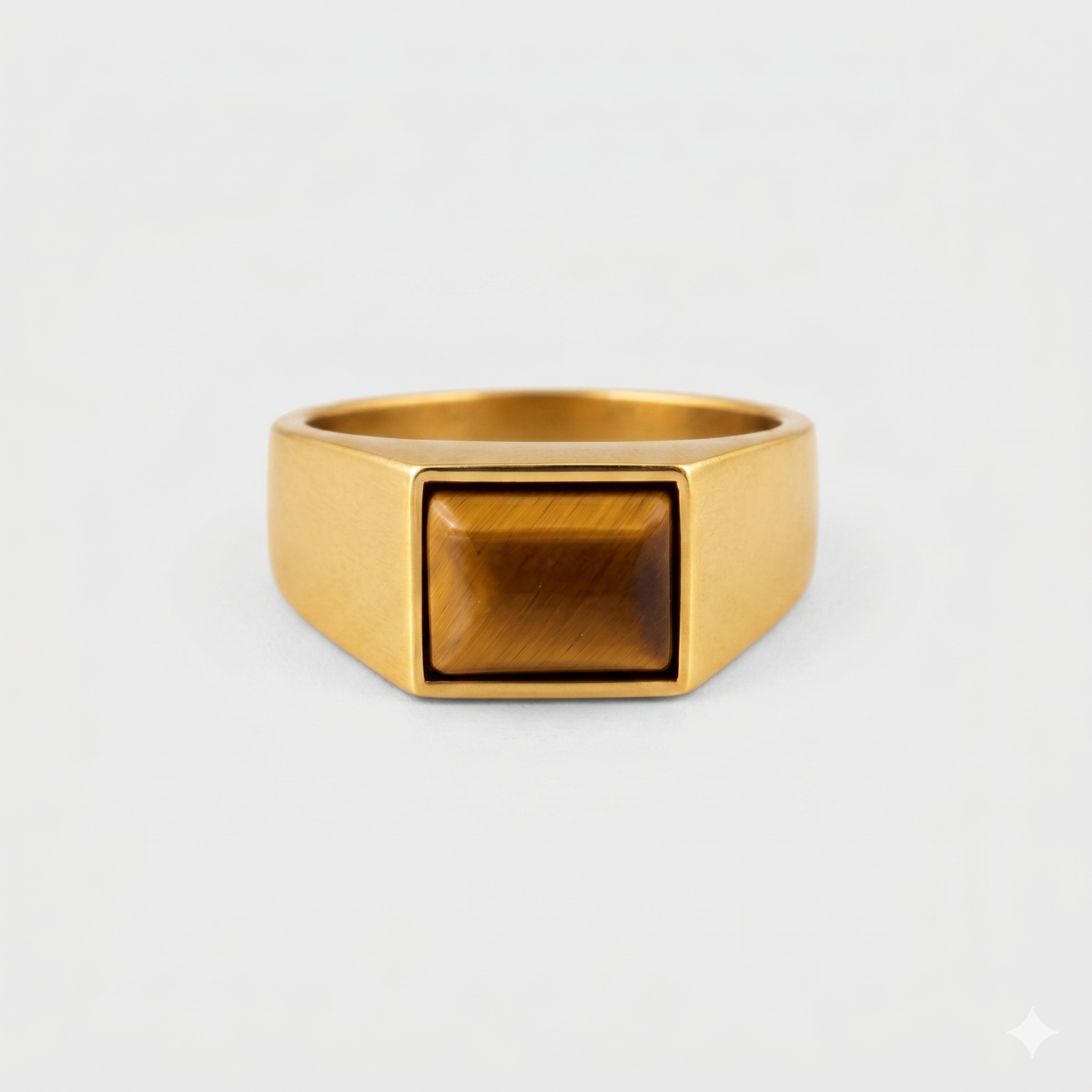 Anillo de sello cuadrado con ojo de tigre