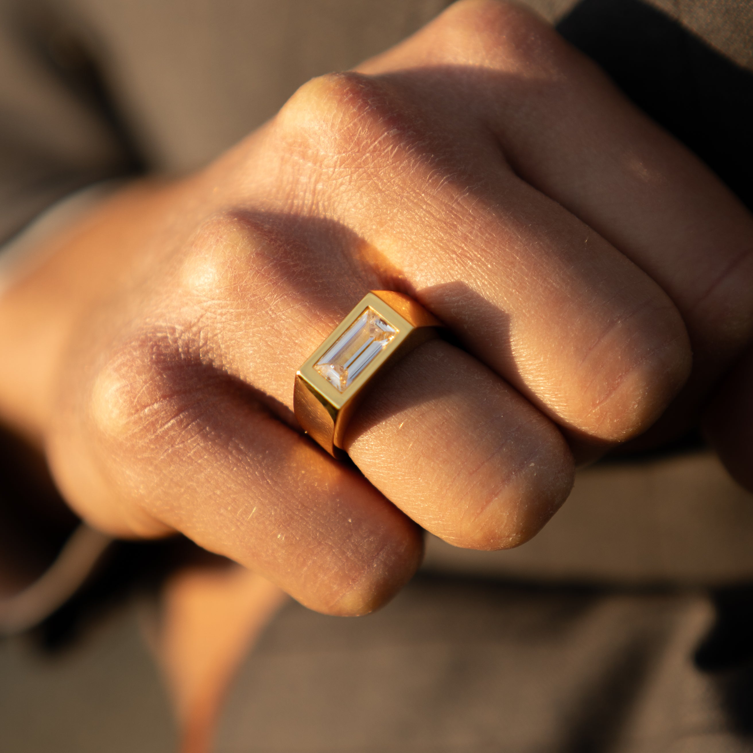Square Diamond Signet Ring