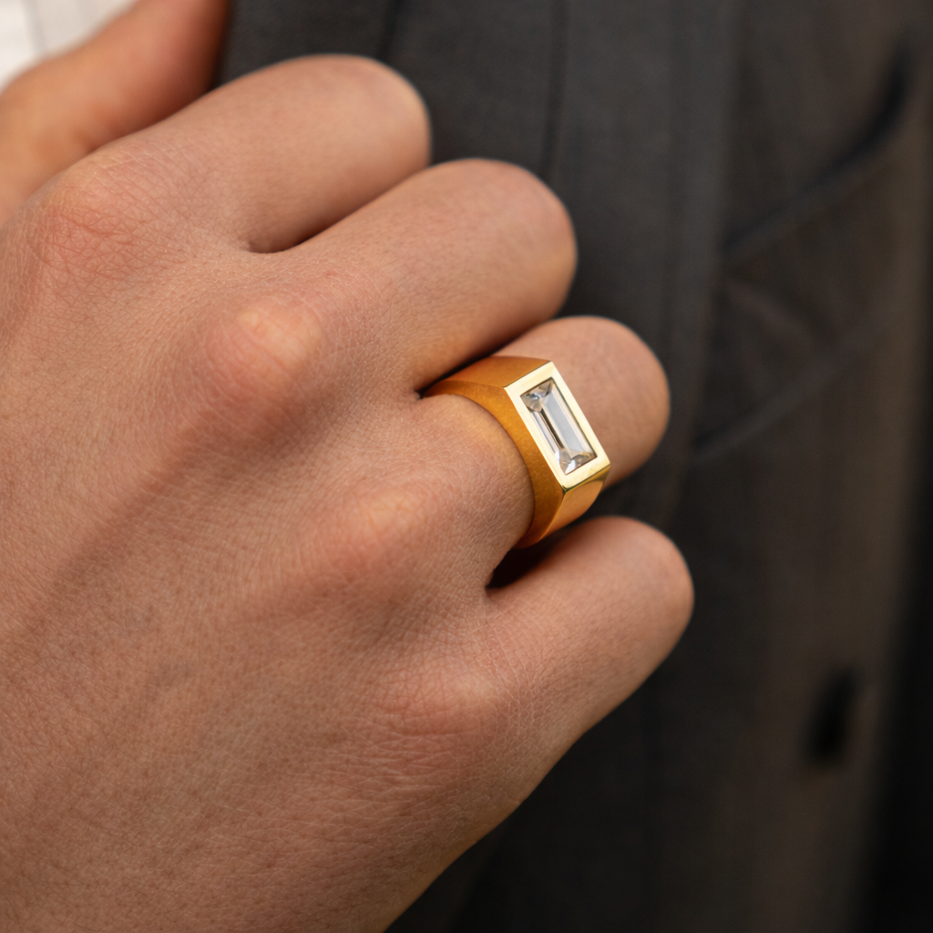 Square Diamond Signet Ring