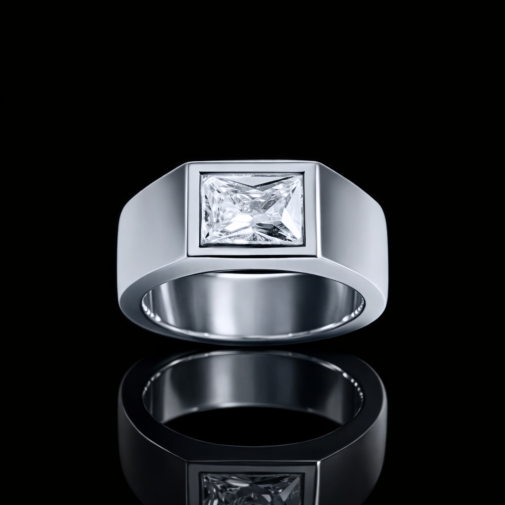 Square Diamond Signet Ring