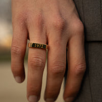 Personalized Gold Plated Square Signet Ring