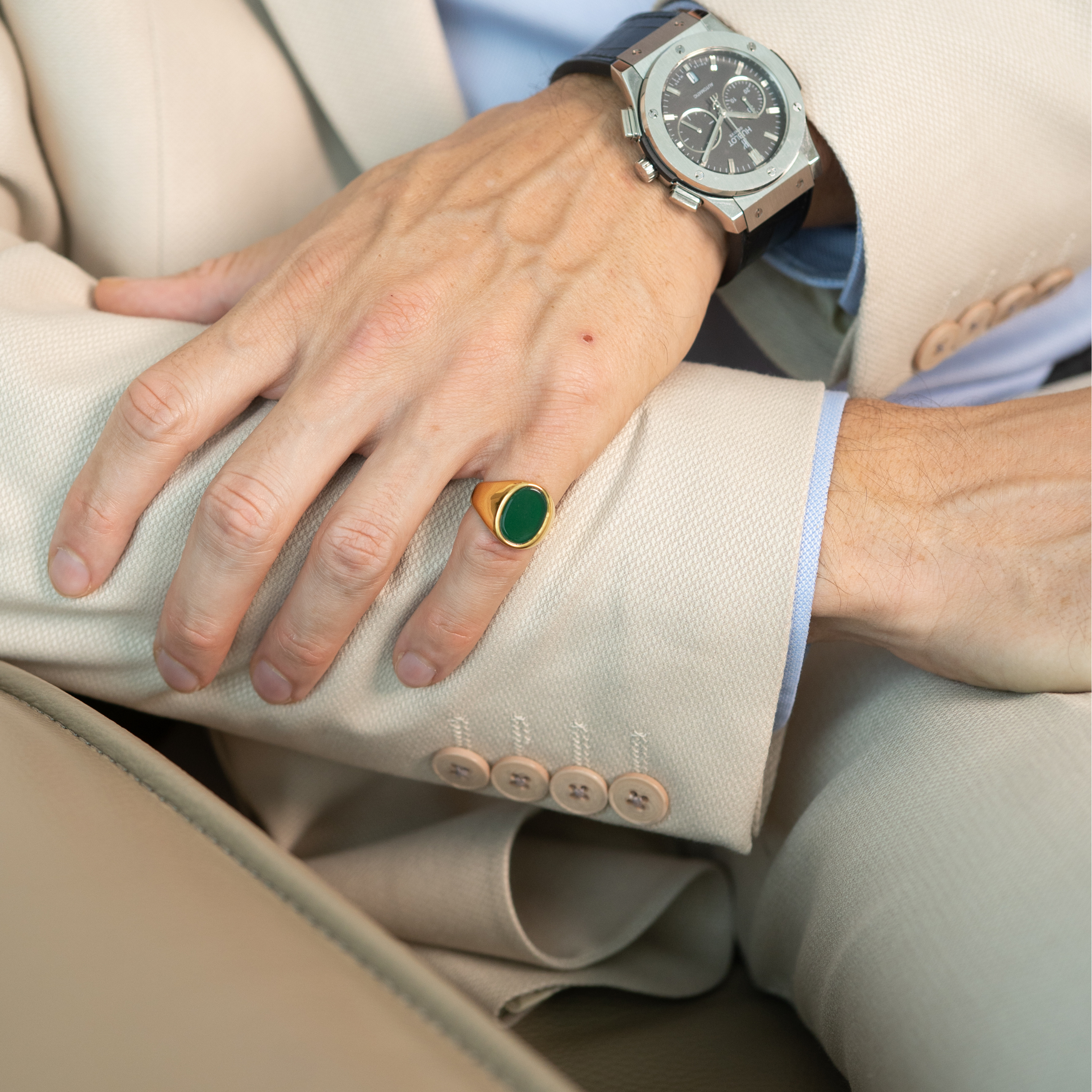 Green Stone Signet Ring
