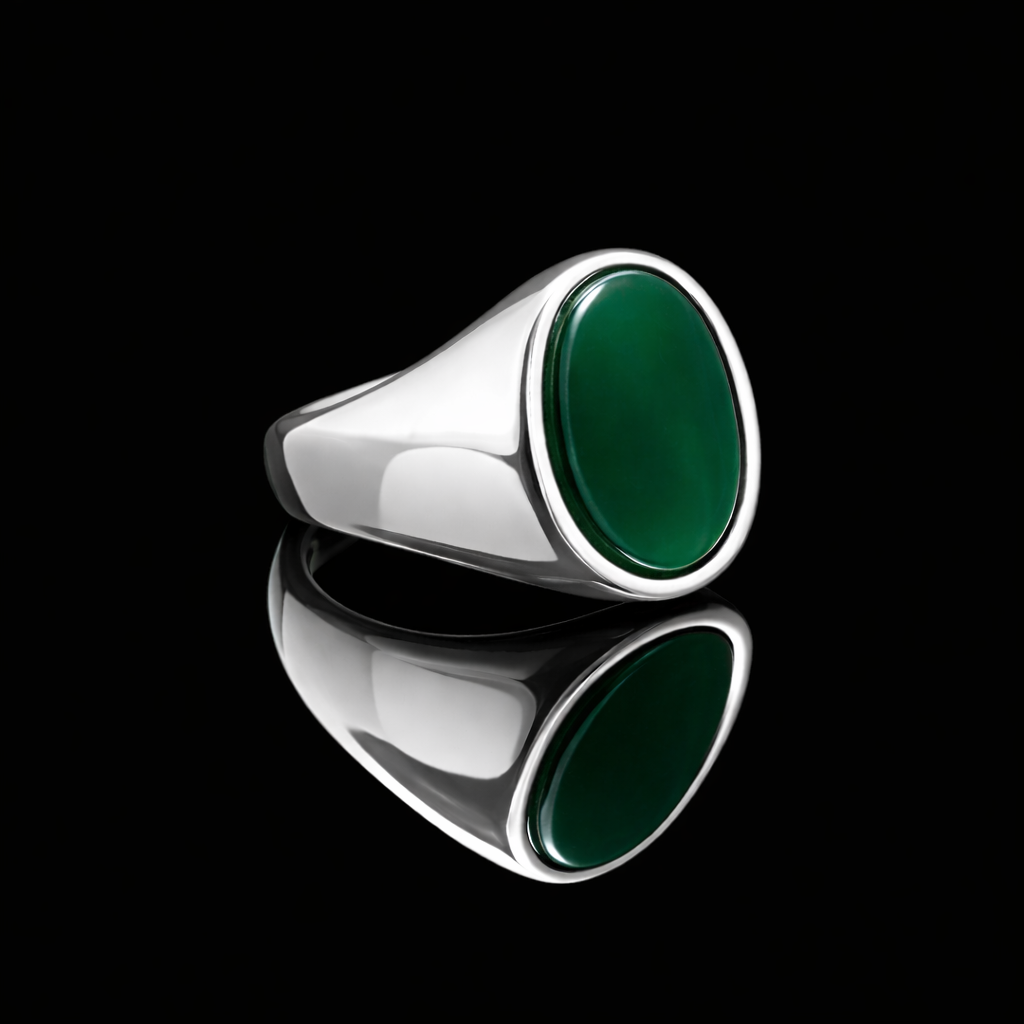 Anel de Sinete com Pedra Verde