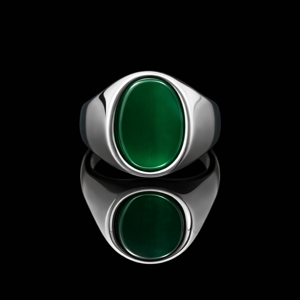 Anel de Sinete com Pedra Verde