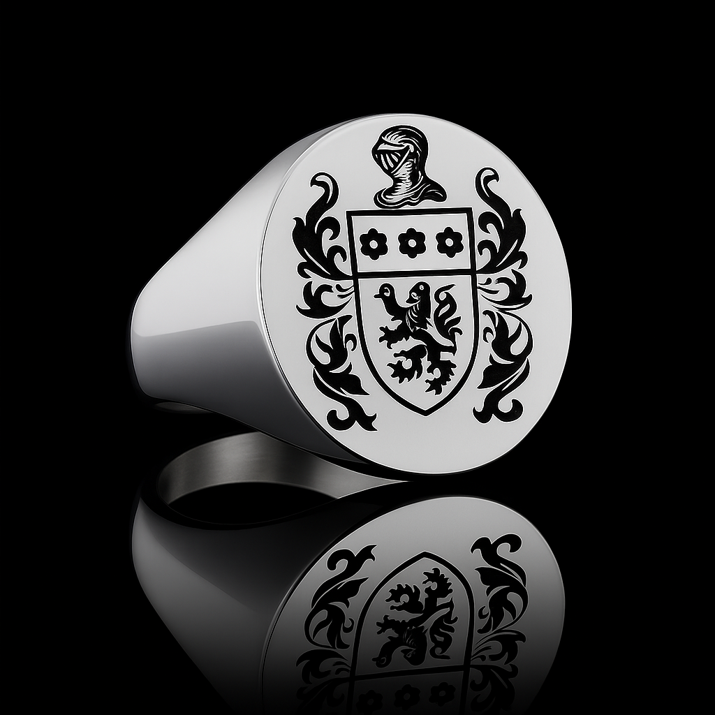 Personalized Sterling Silver Coat of Arms Signet Ring