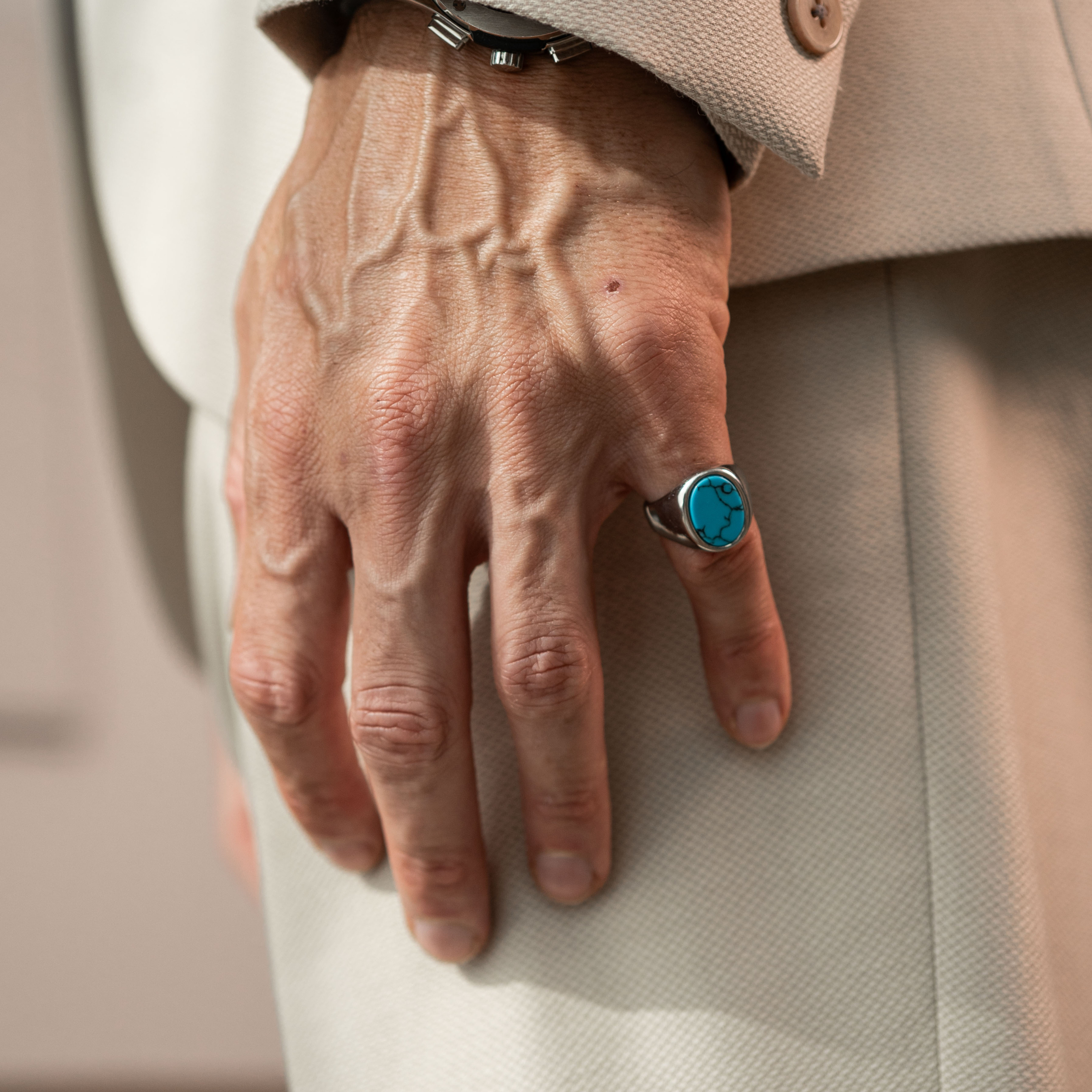 Turquoise Blue Signet Ring