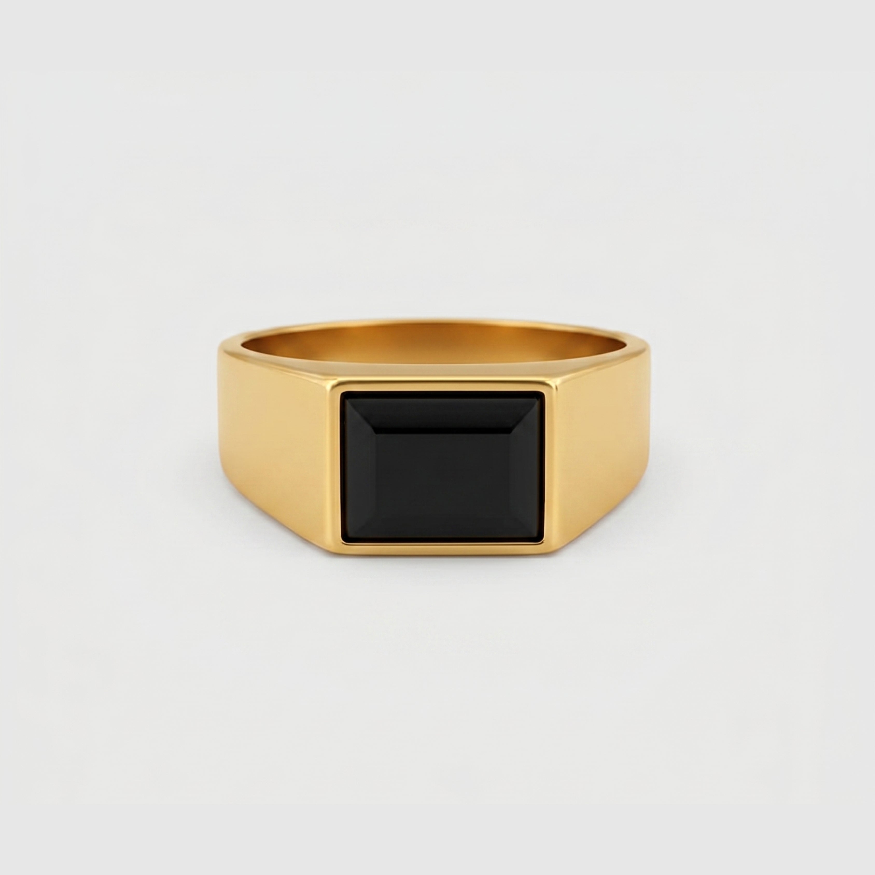 Black Stone Square Signet Ring