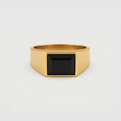 Black Stone Square Signet Ring