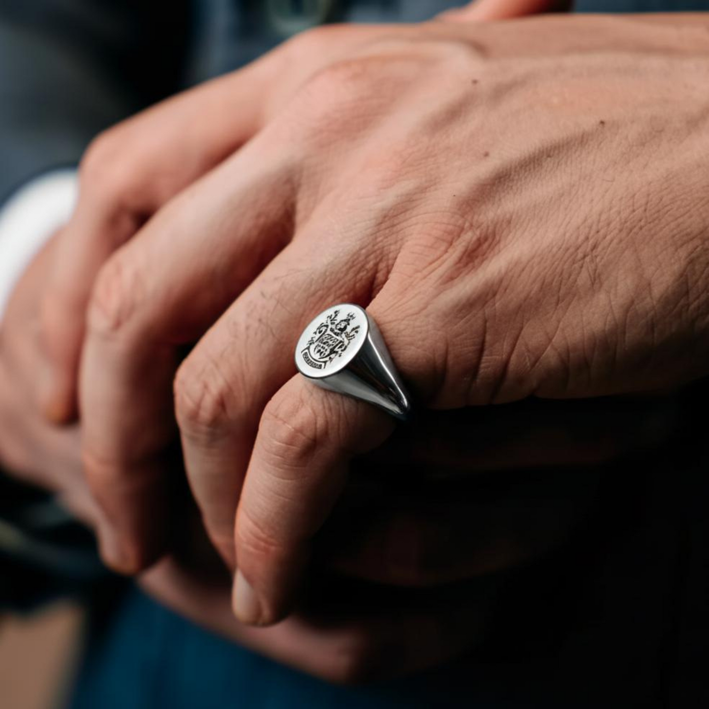 Personalized Sterling Silver Coat of Arms Signet Ring
