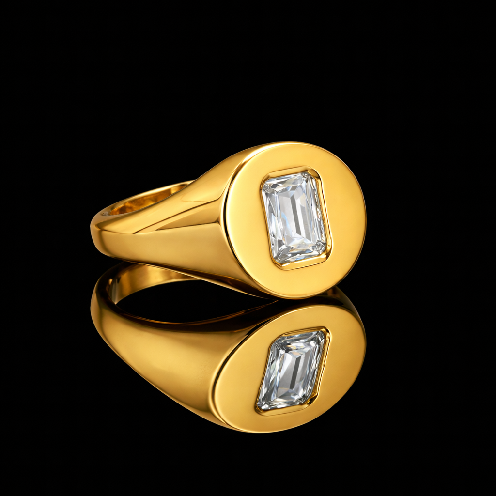White Sapphire Signet Ring