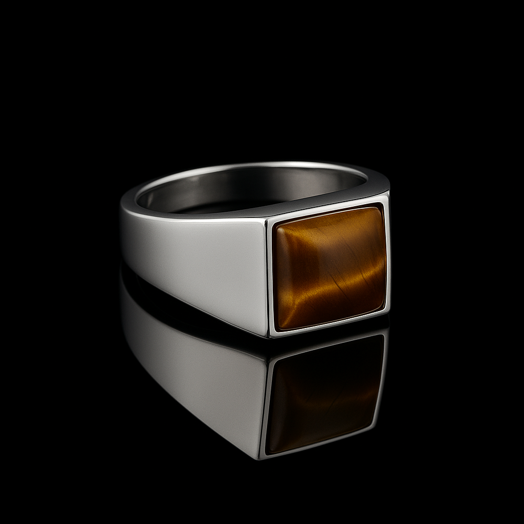 Tiger’s Eye Square Signet Ring
