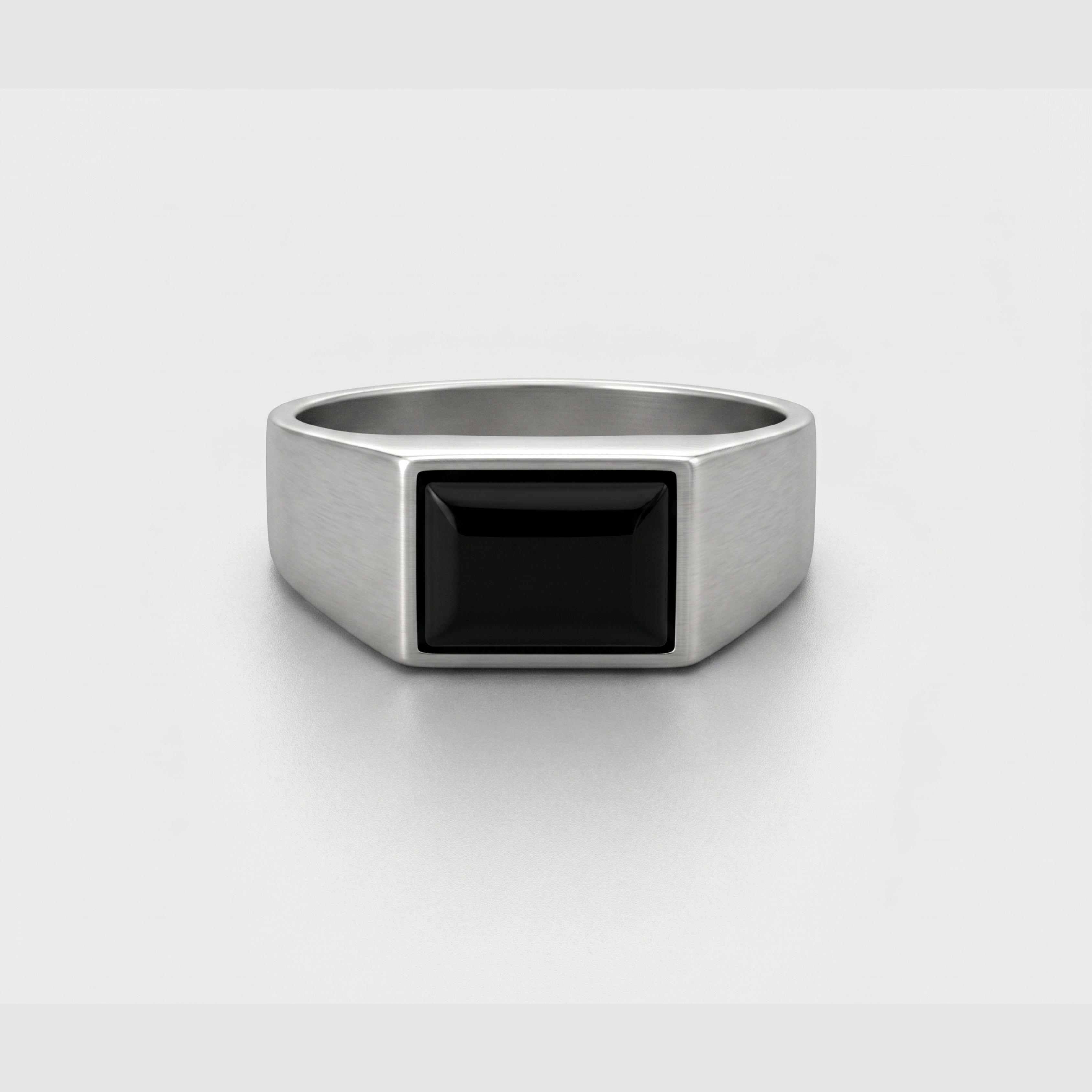 Black Stone Square Signet Ring