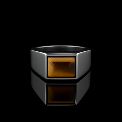 Tiger’s Eye Square Signet Ring