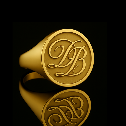Personalized Signet Ring with Embossed Initials