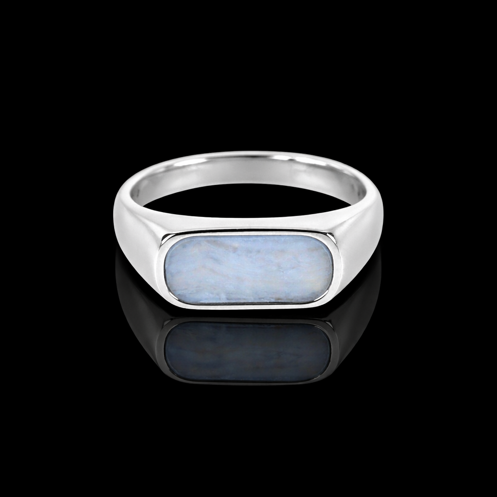 Blue Opal Oval Signet Ring