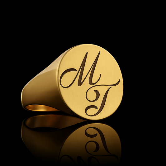 Personalized Signet Ring with Engraved Initials
