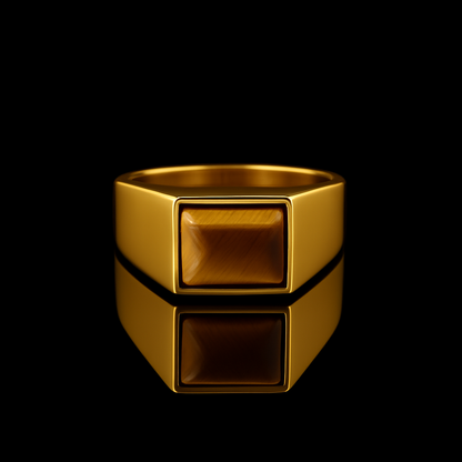 Tiger’s Eye Square Signet Ring