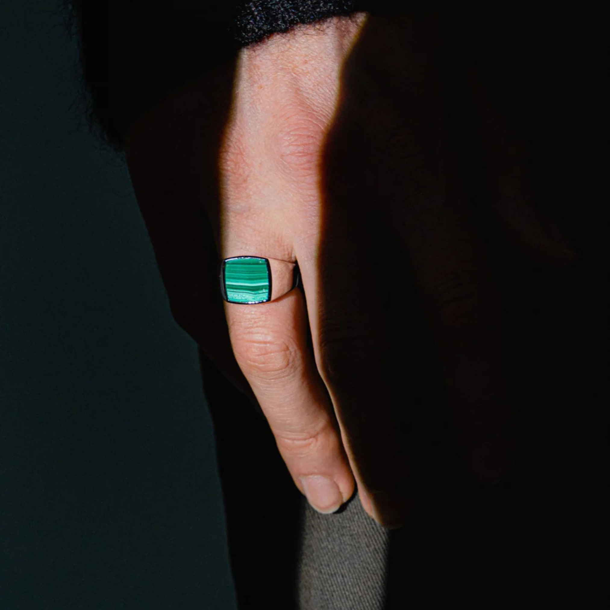 Malachite Square Ring