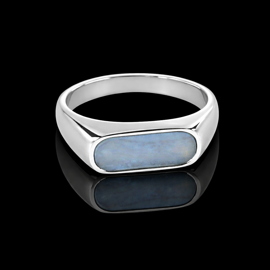 Blue Opal Oval Signet Ring